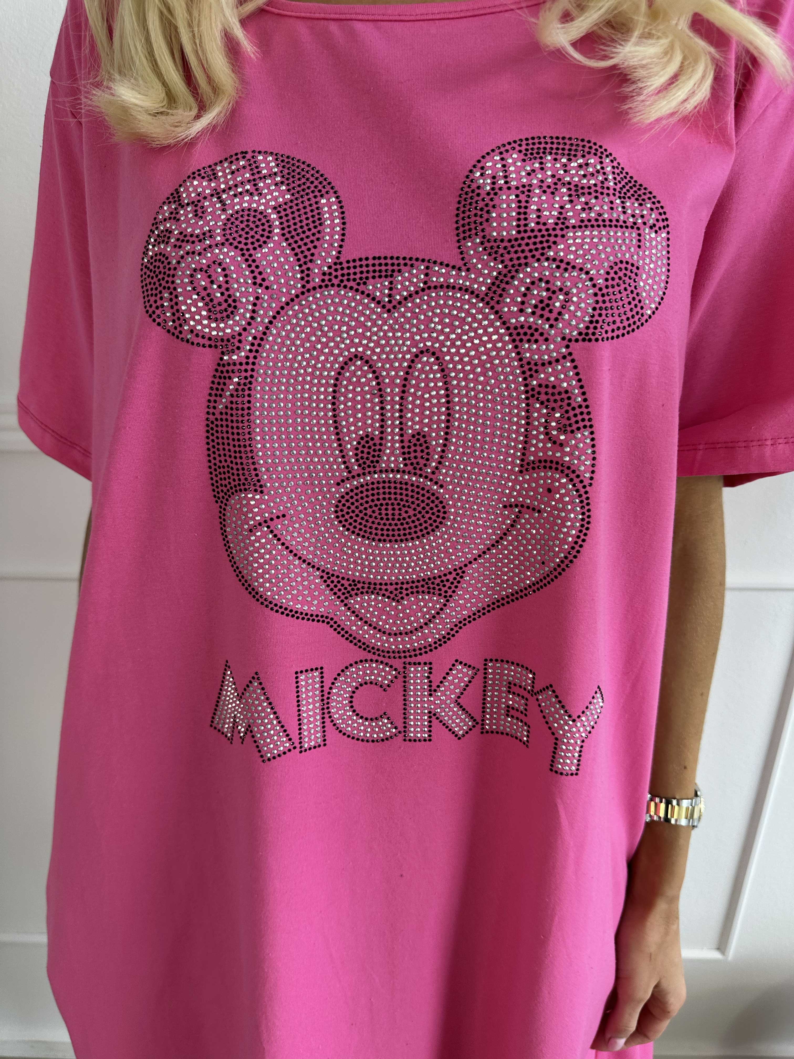 Mickey Dress - T-shirtklänning i bomull med kant i fuskpäls
